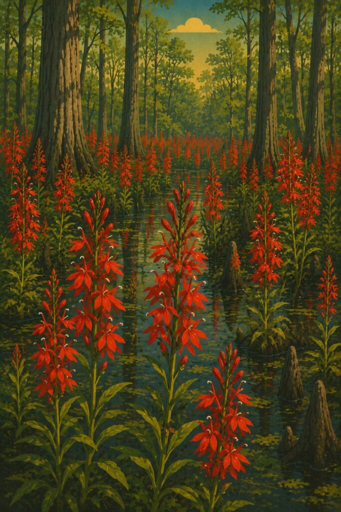 Cardinal flower lobelia cardinalis art