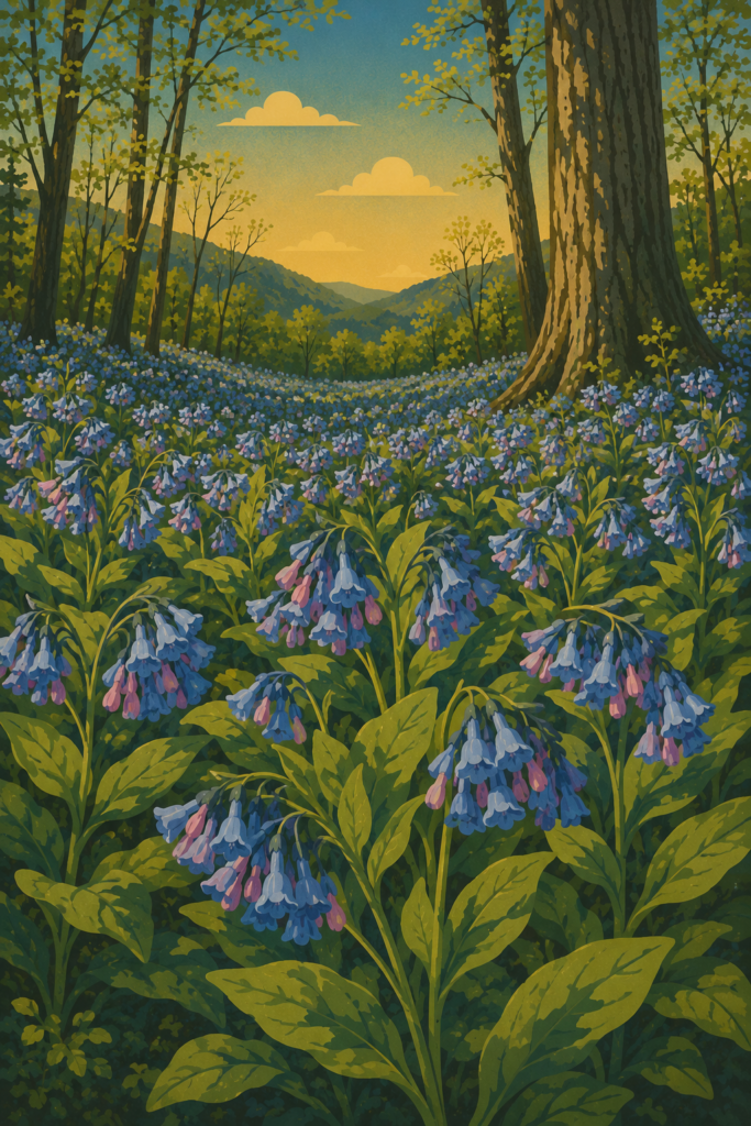 Virginia Bluebell Mertensia virginica Field Art
